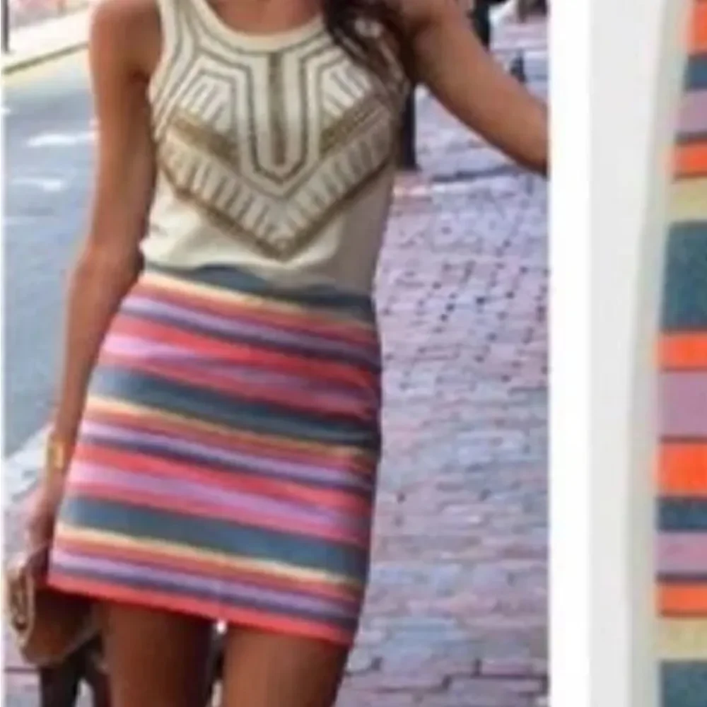J CREW Striped Metallic Skirt